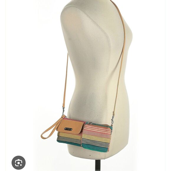 Relic Retro Rainbow Striped Canvas Crossbody Bag Wristlet Colorful Purse - Picture 3 of 13